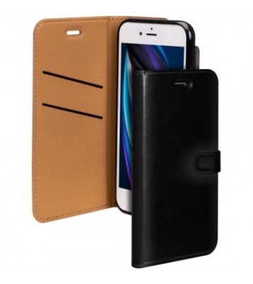 Etui à rabat pour iPhone SE (2020)/8/7/6/6S en cuir noir